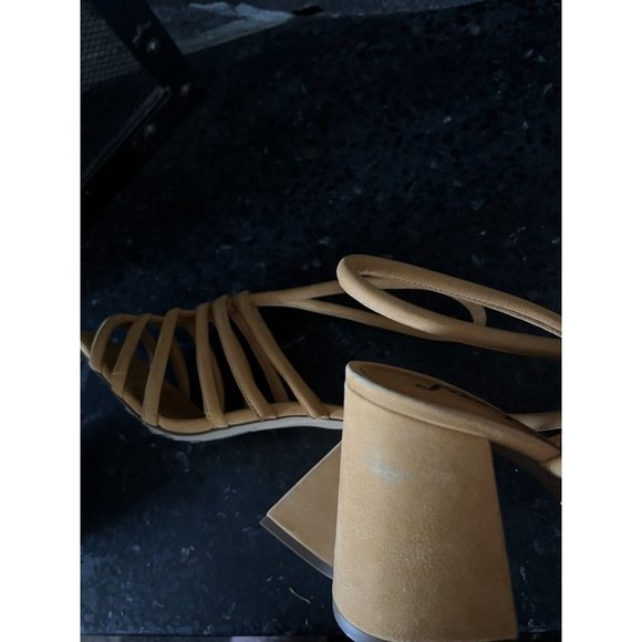 Free People Womens Colette Cinched Sandals Heel Orange Leather 37 / 7 US - Picture 16 of 16